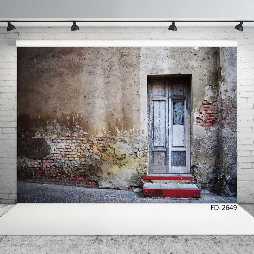 

Broken Brick Wall Wooden Door Photo Backdrop for Vinyl Cloth Studio Background for Child Portrait Photoshoot Photography Props