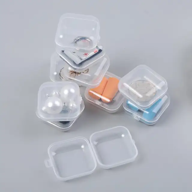 10Pcs/set Mini Portable Plastic Transparent Storage Boxes Square Pill Jewelry Earplug Earring Protection Box Travel Essentials 2