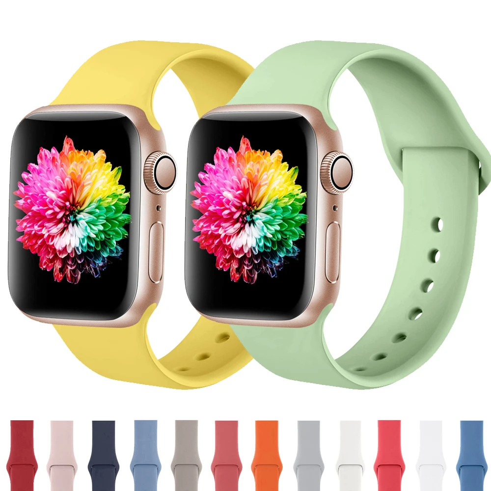 Спортивный силиконовый ремешок для Apple Watch 5 4 3 2 1 42 мм 38 correa 44 40 браслет iwatch series |
