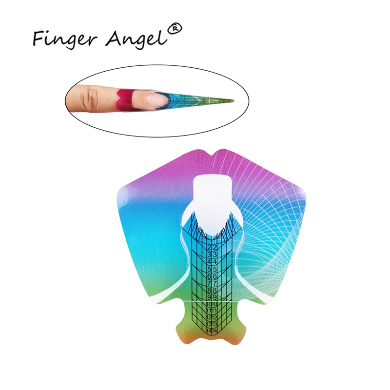 

Finger Angel 50/100/500pcs PVC Rainbow Fish Shape Nail Forms Nail Art Extension Tips Manicure Gel UV Tool FJH04
