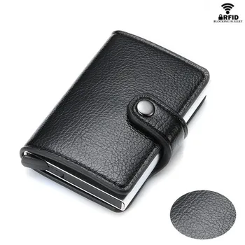 

YAMBUTO 2020 New RFID Blocking Button Double Protection Credit Card Holder Minimalist Wallet Pop-Up ID Card Case Slim ID Holder
