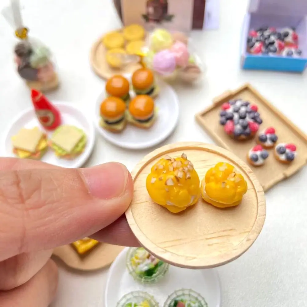 1 Set 1:12 Miniature Hamburger Mini Fruit Salad Pretend Food for Blyth Barbies OB11 BJD Doll House Kitchen Play Toys Accessories 5