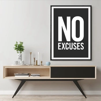 

No Excuses Inspirational Quote Fitness Poster Gym Wall Decor , Motivational Art Typography Modern Canvas Painting Decoration