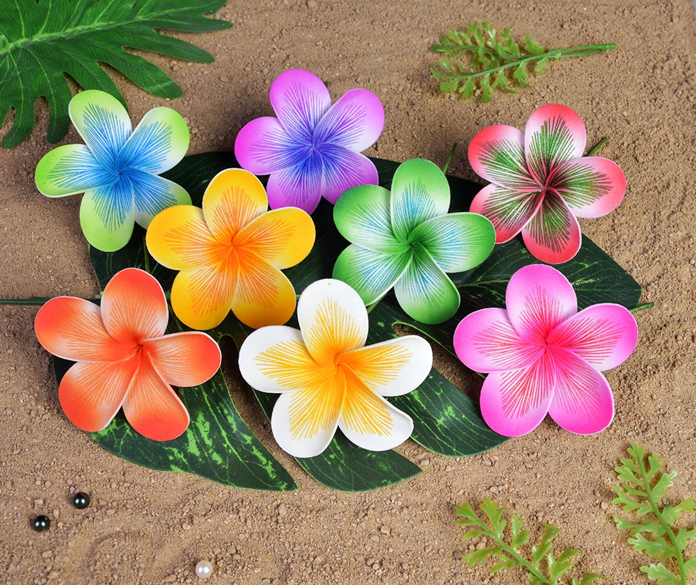 

MIXED COLORS Free Shipping 80pcs/lot F1184 9CM Foam Tiare Hair Pick Hair Accessories Hawaii Tropical Flower Headwear Wholesales