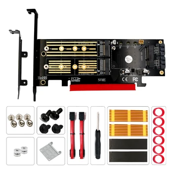 

QINDIAN Add On Card M.2 NVME NGFF mSATA Riser PCIE to M2 Adapter with Gold M.2 Heatsink SSD Cooling PCI Express X4/X8/X16 Raiser
