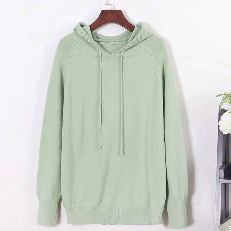 Gplus, женская вязаная куртка, свитер в Корейском стиле, женские пуловеры с капюшоном, Свитера больших размеров, джемпер, Swetry Damskie Pull Femme - Цвет: Зеленый