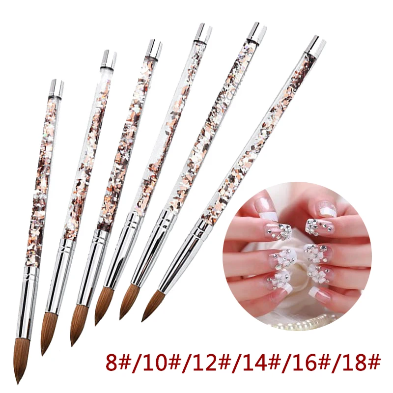 Kolinsky Sable Hair Nail Art Brush Liquid Glitter Handle Manicure Tools