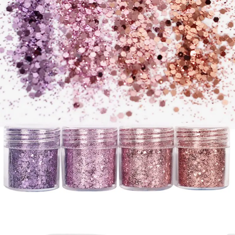 4Pots Sequins Glitter Dust Powder Paillette Tips Nail Art Decor