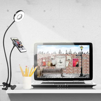 

Promotion! USB LED Book Reading Light Phone Live Stream Fill Light Selfie Lamp Multifunction Bedside Table Study Clip Lamp Desk
