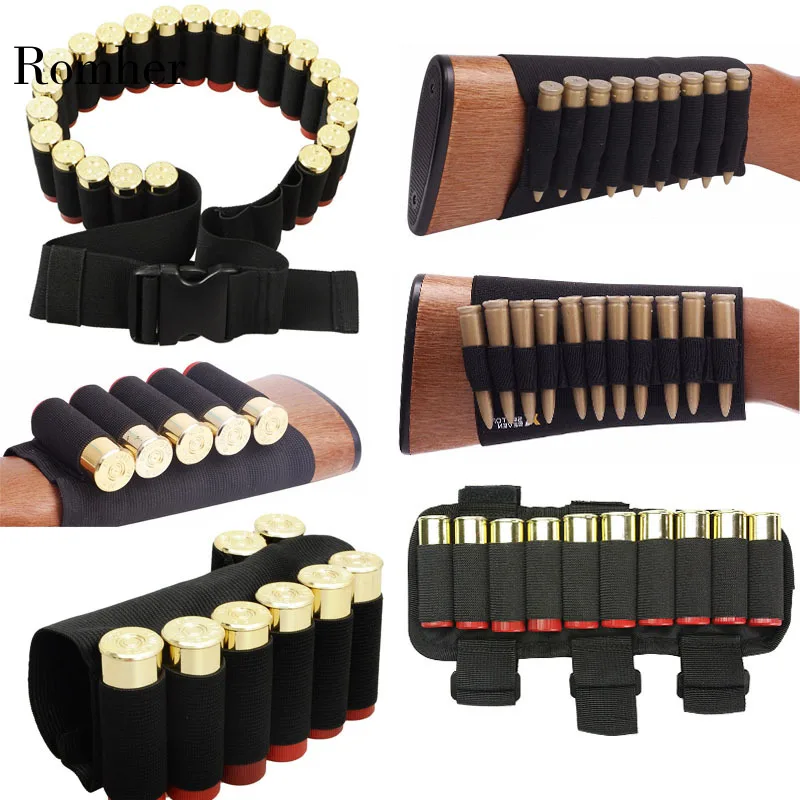 

Romher Nylon Bullet Bag Outdoor Buttstock Hunting Ammo Pouch Tactical Military Airsoft Shell Holder Gun Accessories Cartridges