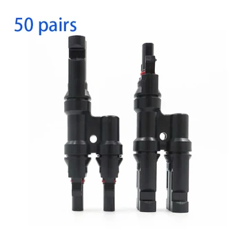 

50 Pairs 2T Branch T type parallel connection for solar panel system connector Solar Energy Adapter