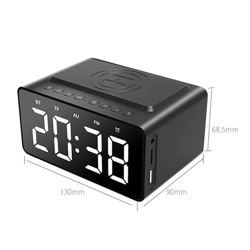 BT508 Wireless Bluetooth Speaker With LED Alarm Clock Speaker Wireless Charging HiFi Stereo Surround Speaker Rechargable surround sound speakers