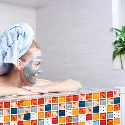

3D Mosaic Wall Sticker Kitchen Bathroom Stickers Creative Tile Floor Decor Modern Art Waterproof And Skid-proof Room Decoration