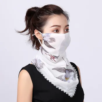 

Summer Outdoor Riding Mask Fashion Printing Ladies Large Neck Protection Sunscreen Scarf Mask Driving Sunshade Scarf
