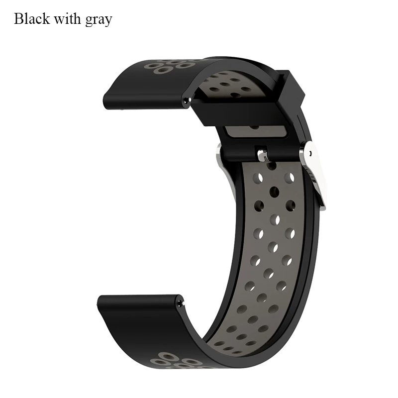 BOORUI 20 мм 22 мм ремешок Amazfit pace силиконовый ремешок для xiaomi amazfit bip mijia кварцевый Garmin Forerunner 645 Vivoactive 3 - Цвет: Black with gray