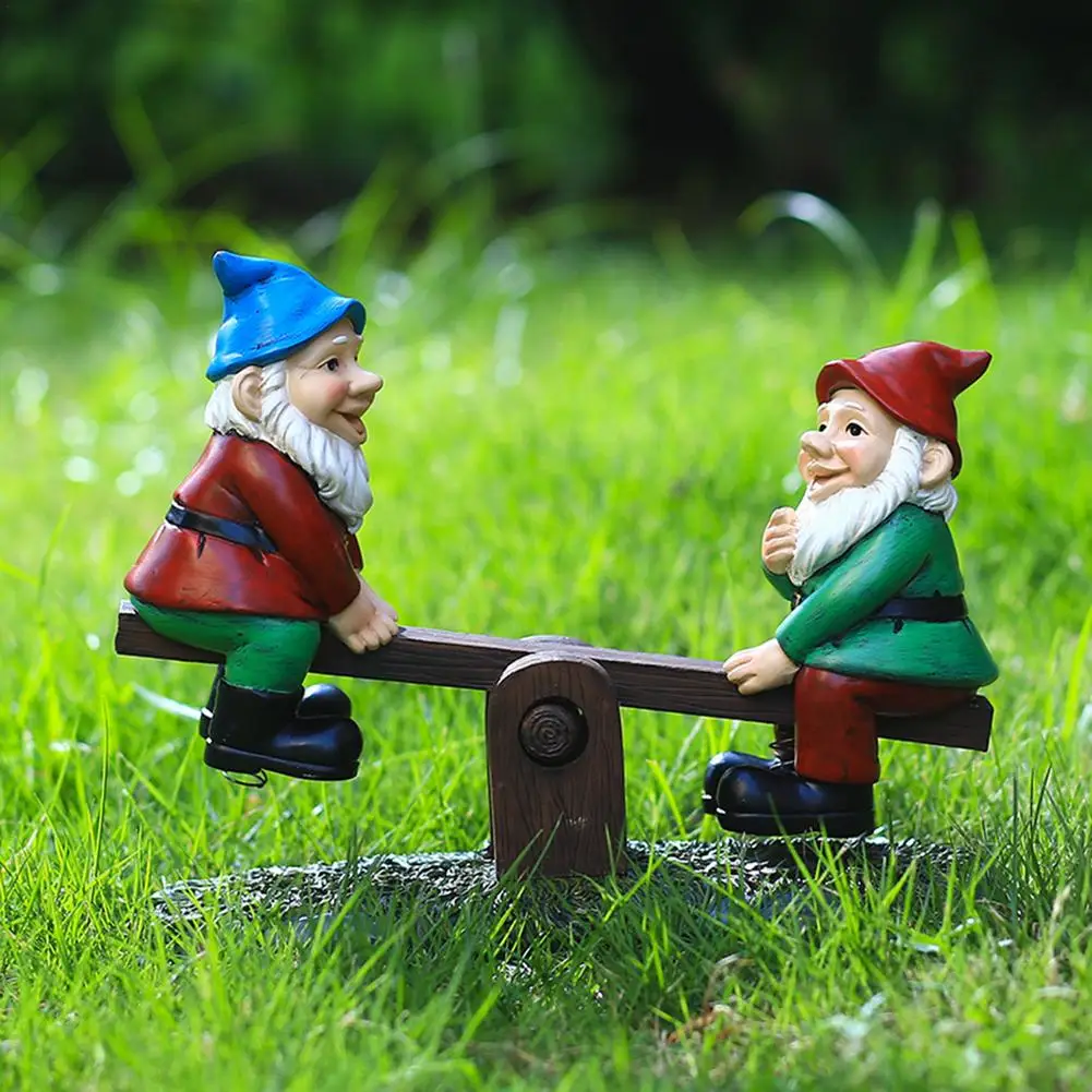 Figurines de nains de jardin en résine, Figurines de balançoire, décoration d’extérieur, amusantes — vue 3