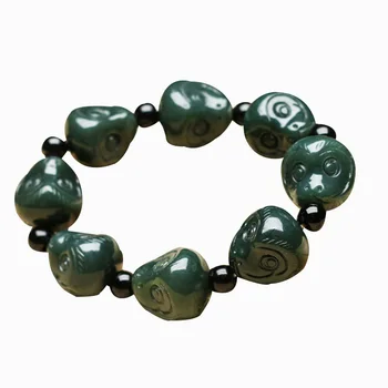 

DROP SHIPPING NATURAL XINJIANG HETIAN JADE BRACELETS LUCKY AMULET MONKEY HEAD BRACELET FOR WOMEN MEN