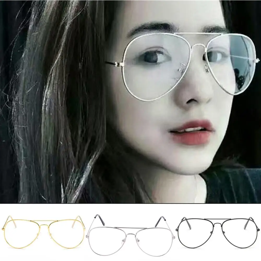 Большие модные ретро очки с прозрачными металлическими линзами, дизайнерские очки в оправе