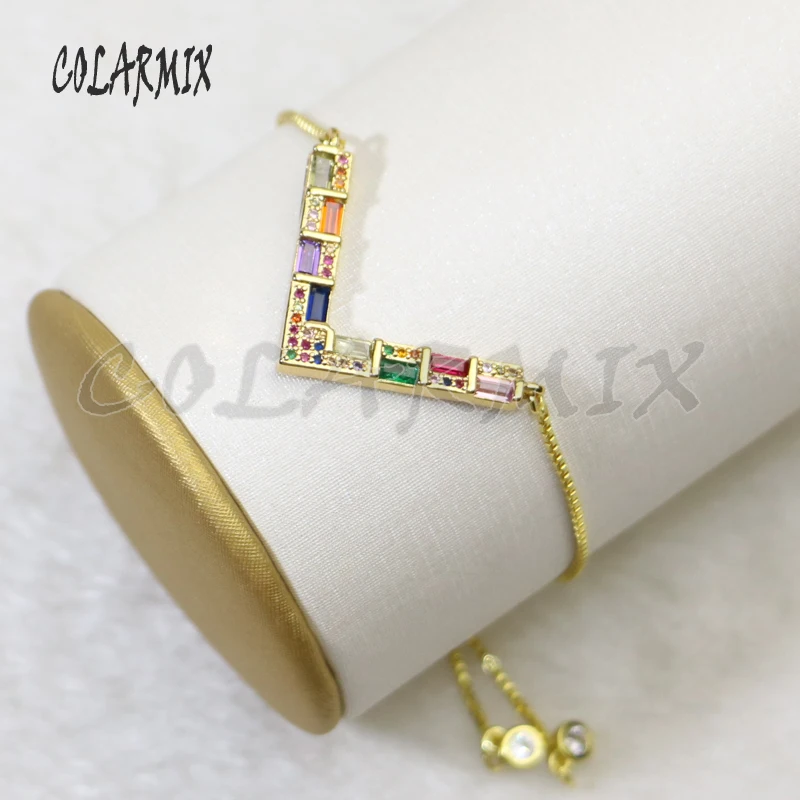 10 шт v-образные браслеты разных цветов, циркониевые ювелирные изделия, хрустальные браслеты, аксессуары для женщин, модные ювелирные аксессуары 5738