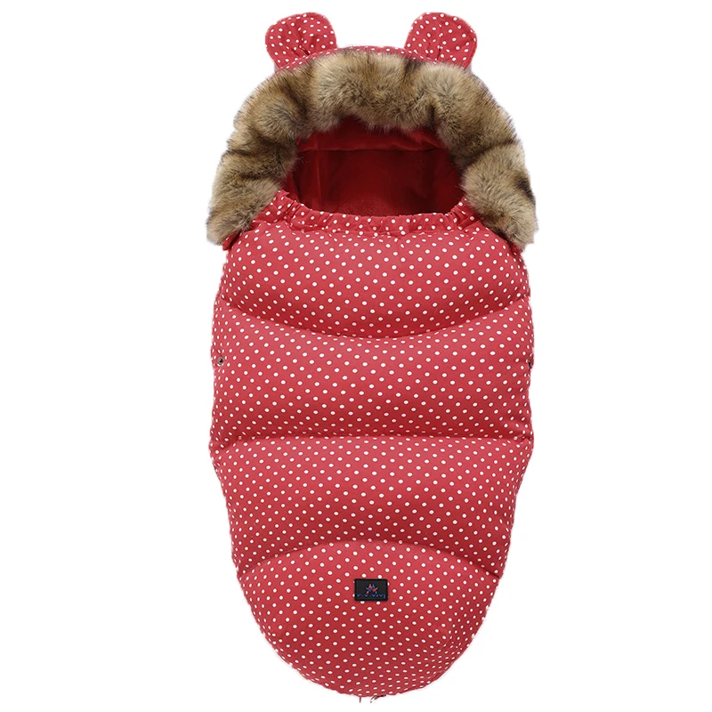 Red Fur collar 0-24 м детский спальный мешок для коляски, зимние теплые ветрозащитные утолщенные спальные мешки для младенцев, конверты для инвалидных колясок, Товары для новорожденных - Цвет: Red Fur collar