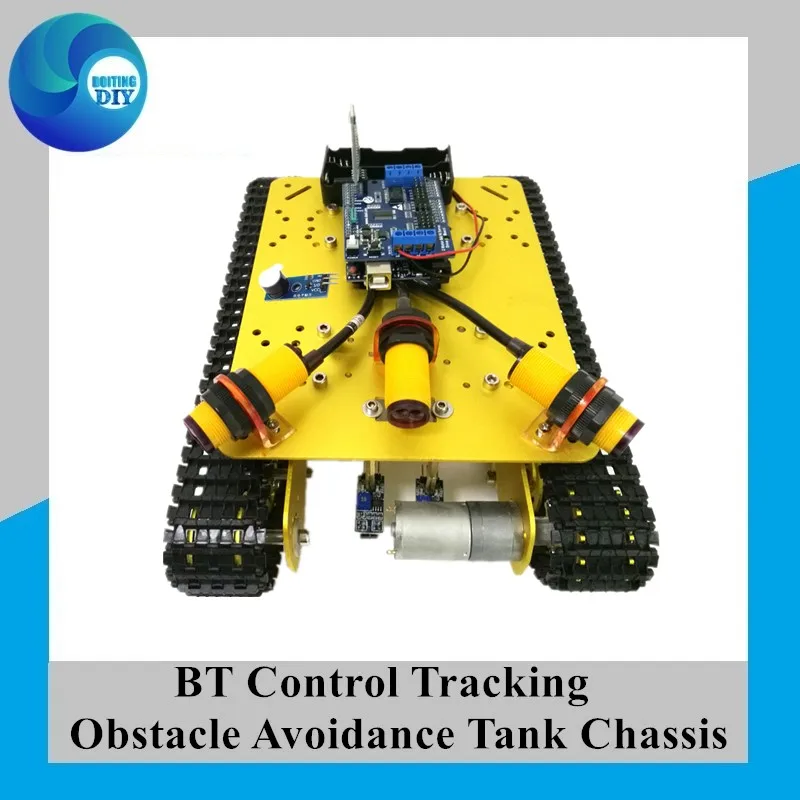 Bluetooth Control Tracking Obstacle Avoidance Tank Chassis TS100 with UNO R3 Board+Motor Drive Shield Board DIY RC