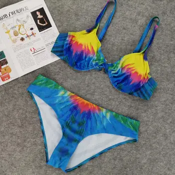 

2020 Push Up Sexy Bikinis Neon Gradient Women Swimsuit Two Pieces Bikini Set Large XL XXL Swimming Suits Female Bath Beachwaer