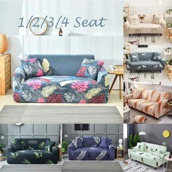 

Stretch Classic Letter Couch Case for Living Room Leaves Printed Polyester Slipcovers Elastic Corner Sectional Soft Sofa Covers