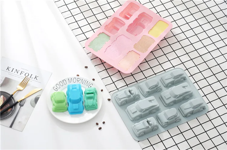 New Car Silicone Cake Mold Large 6 Cavity Car Modeling Silicone Mold DIY Kitchen Baking Tools Ice Grid Mold Easy Release