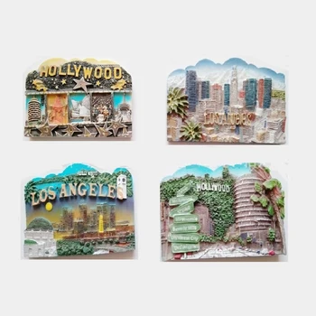 

American Landscape Fridge Magnet Hollywood Angel City Refrigerator Magnetic Sticker Home Decoration Travel Souvenirs