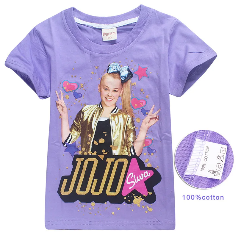 От 5 до 12 лет JOJO Siwa/детская футболка для девочек футболка с короткими рукавами мягкая хлопковая одежда для подростков Детские футболки, одежда для девочек - Цвет: 8356 purple