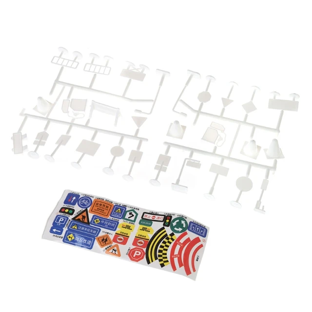 56 pcs/ set of children DIY model scene toy sign road sign traffic sign 5