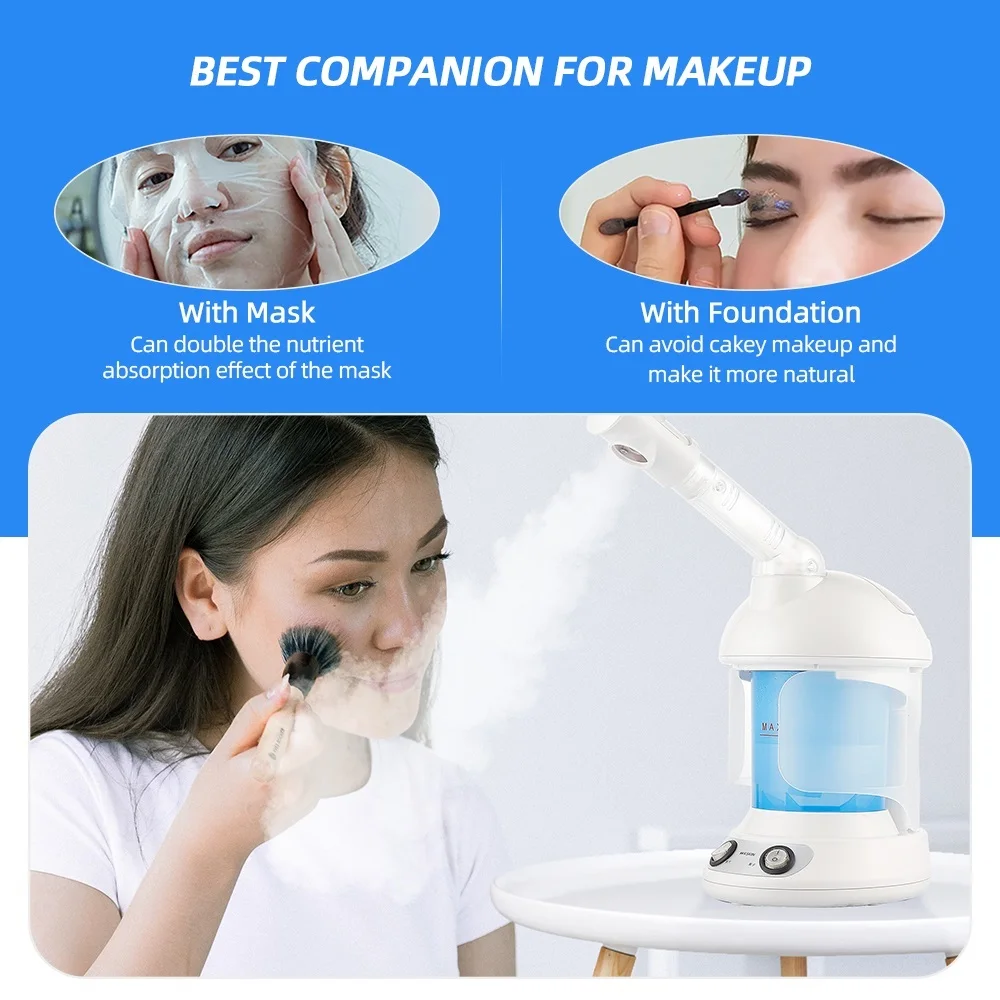 Facial Steamer With 360° Nano Steam Nozzle Hot Steam Skin Hydrating Atomizer Aromatherapy Ozone Disinfection Air Humidifier