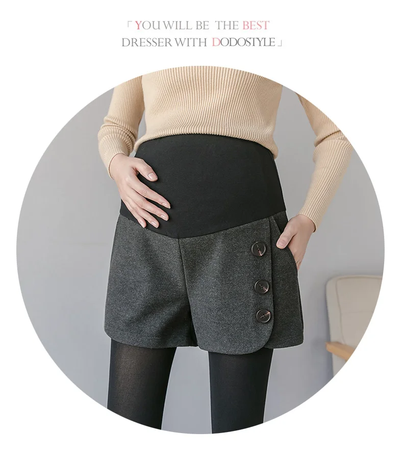 922# осенне-зимние корейские модные шерстяные шорты для талии, живота, эластичная свободная одежда для беременных женщин