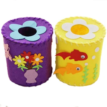 

1 pack Non-woven Handmade DIY Paper Towel Tube Kids Funny Cartoon DIY Material Package Gift Educational Toy