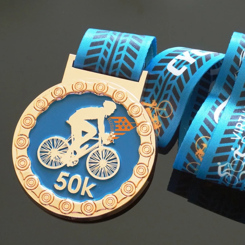 Medaglie Ciclismo Personalizzate Personalizzate, Medaglie Commemorative Personalizzate Per La Corsa In Bicicletta, Medaglie Epossidiche Con Vernice A 