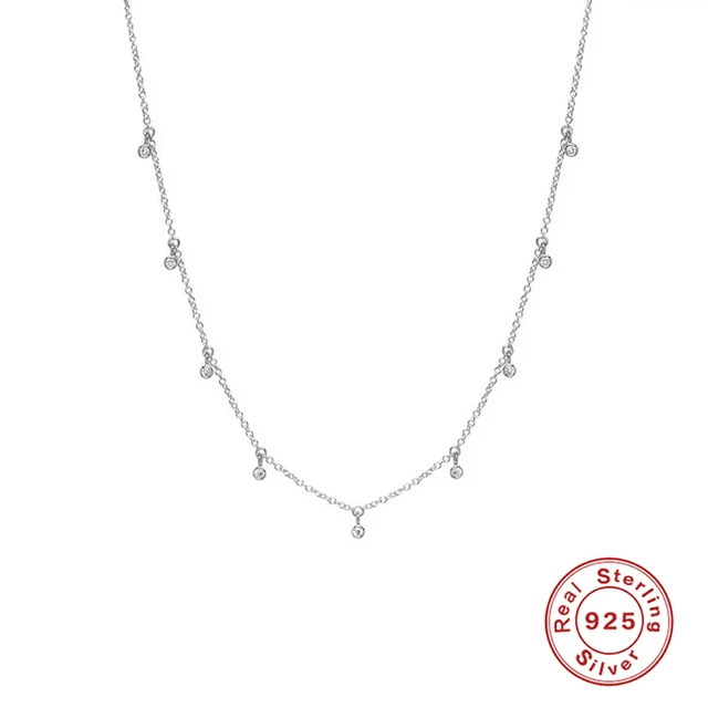 BOAKO Necklace 925 Sterling Silver Jewelry For Women 2020 Sequins Cadena Plata Fashion Jewelry Choker Crystal Gold/Silver #8.5 23