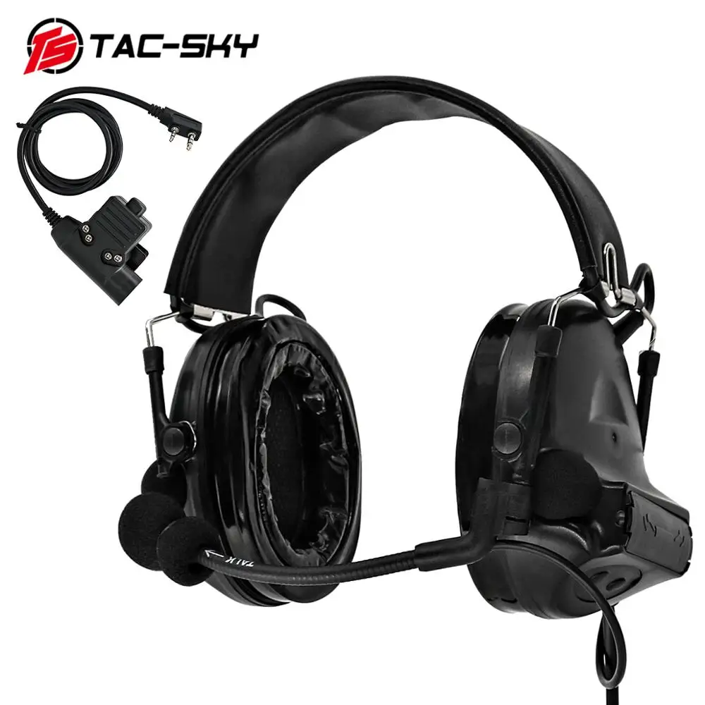 BK TAC-SKY U94 Kenwood plug PTT+ COMTAC II силиконовые наушники шумоподавление пикап военные для стрельбы, военные гарнитуры BK - Цвет: BK