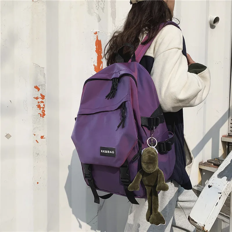 Mochila moderna de color púrpura para mujer, bolso escolar femenino brillante, para ordenador portátil, para estudiantes y estudiantes