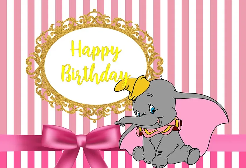 Photographie Fond Dessin Anime Mignon Dumbo Rose Elephant Or Paillettes Joyeux Anniversaire Decors Photo Studio Photocall Photo Accessoire Aliexpress