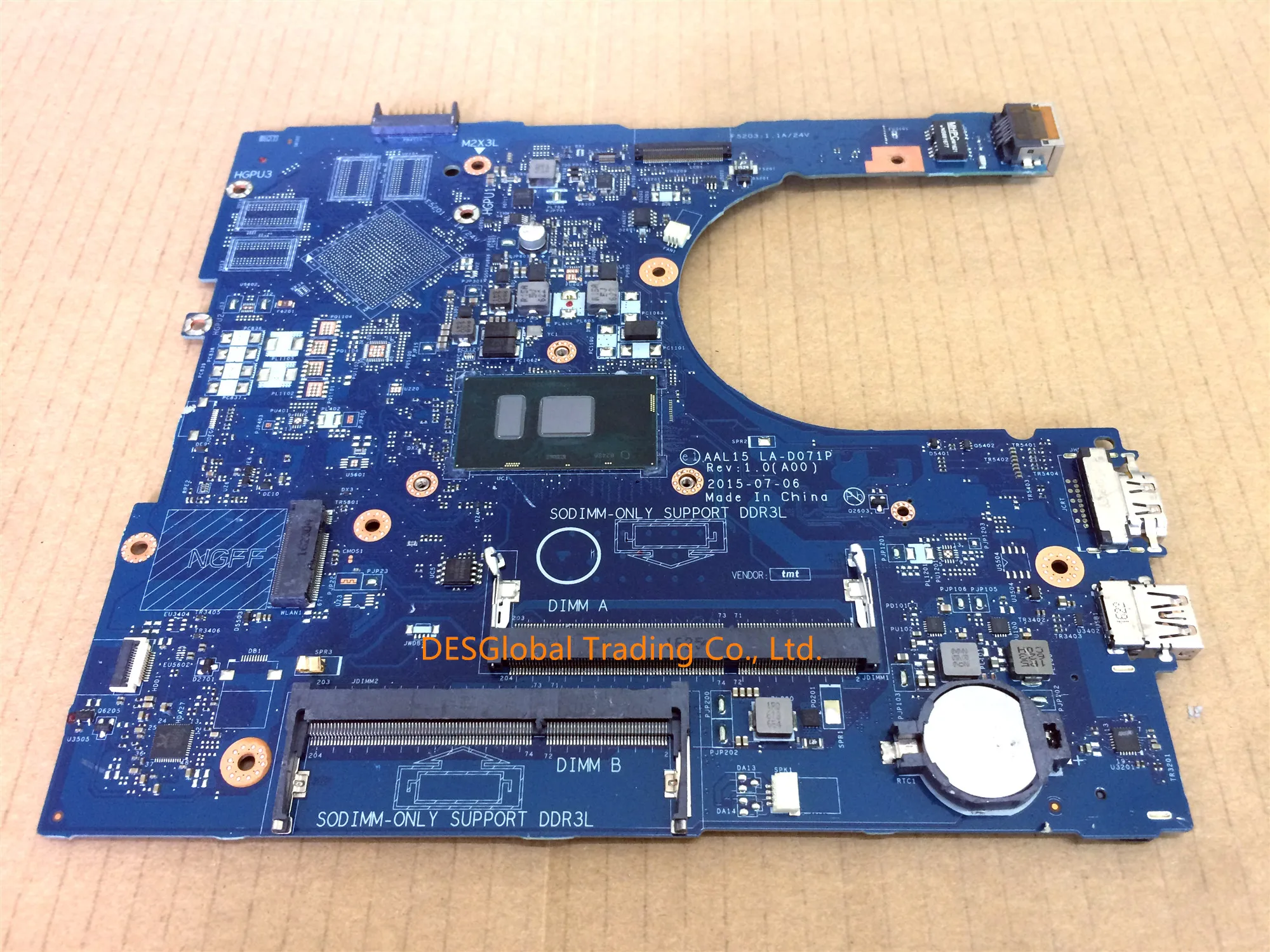 Best  AAL15 LA-D071P For Dell Inspiron 15 5559 5459 5759 Laptop Mainboard Motherboard SR2EU With I3-6100U