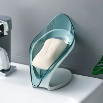 

Bathroom Soap Holder Leaf Shape Soap Box Storage Bathroom Rack Drainage Storage Holder Suction Cup Soap Dishe S5S1011