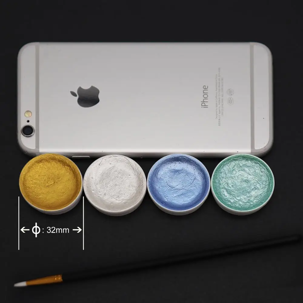 Kaufen 12 farbe Metallic Aquarell Set Gold Pigment Farbe Mit Waterbrush für Künstler Malerei Glitter Wasser Farbe Kunst Liefert