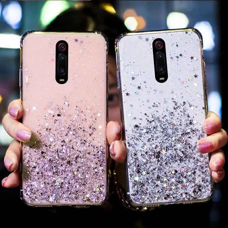 Роскошный блестящий чехол SUYACS для телефона Xiaomi 9 8 SE Redmi K20 5A 6 Pro 7 CC9CC9E 9SE Прозрачная