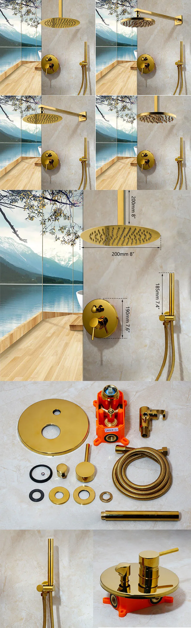 Torayvino набор для душа для ванной комнаты chuveiro de banheiro латунный благородный золотой настенный душ с дождевой насадкой и полоской ручной душевой набор
