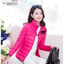 18 стиль, легкий пуховик, хлопковая стеганая одежда, Женская короткая приталенная куртка в Корейском стиле с длинным рукавом и стоячим воротником, зимняя d