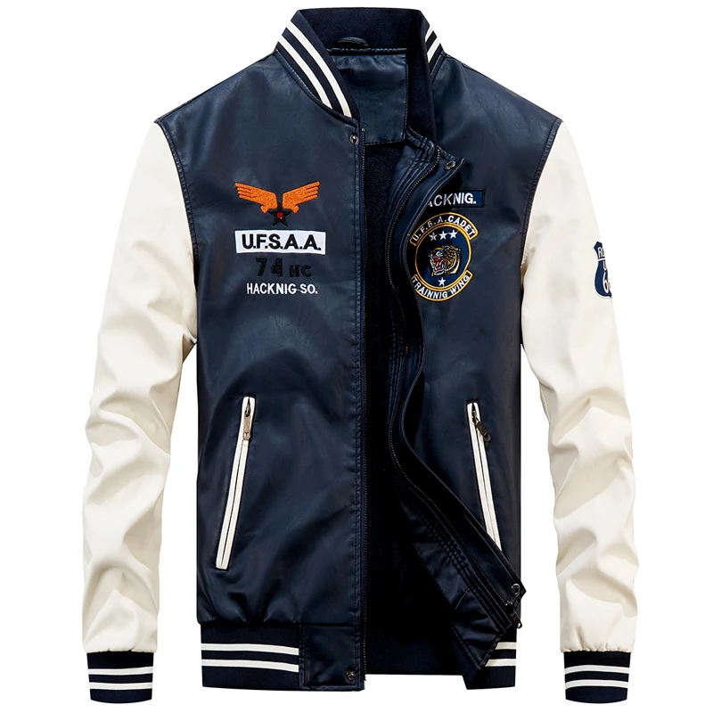 

Mens Leather Jacket Moto Biker Jackets Men Autumn Stand Collar Man Jacket Plus Szie M-4XL