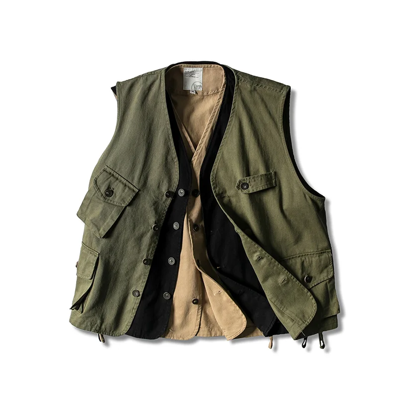 fashion tactical vest men army green jacket military style casual high