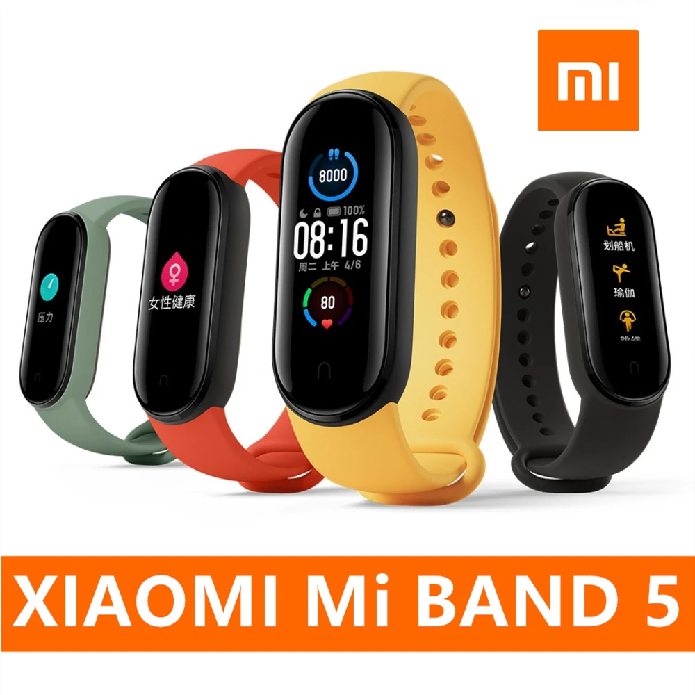 Оригинальный Смарт браслет Xiaomi Mi Band 5 12 цветов фитнес трекер с пульсометром и