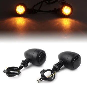 

Motorcycle Retro Black Bullet Turn Signals Indicator Light Universal For Harley Kawasaki Suzuki Chopper Bobber Cafe Racer 1Pair