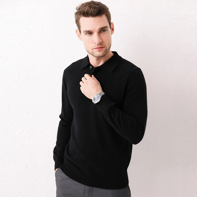 

Autumn And Winter New Style Fold-down Collar Long Sleeve Pure Woollen Sweater Pullover Warm Sweater Casual Loose-Fit Long Sleeve